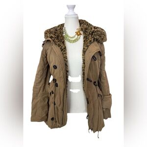 Moussy Military Air Force Fur Leopard Jacket Parka unisex Japan Sz2